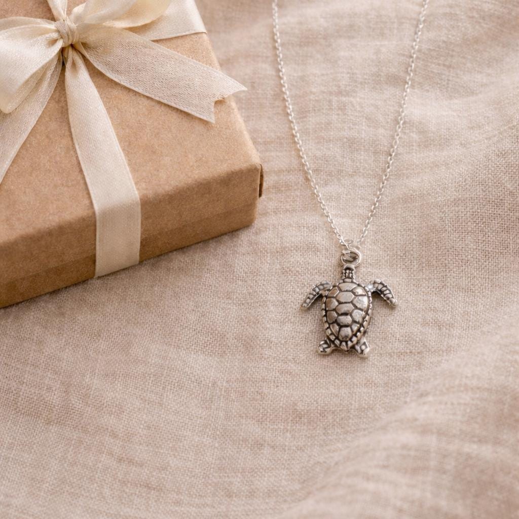 Antique Silver Sea Turtle Necklace – Minimal Coastal Everyday Jewelry