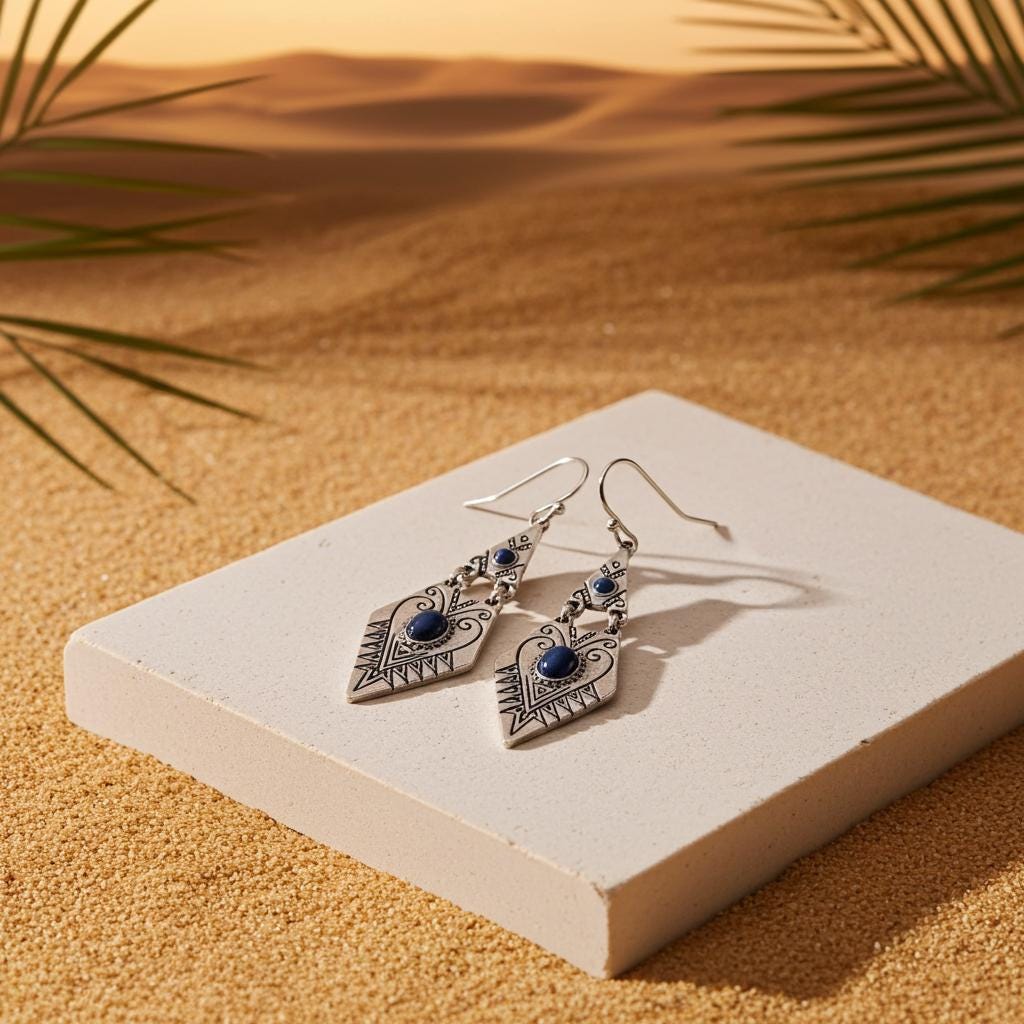 Western Heart Earrings - Rustic Silver Drop Jewelry Gift for Her