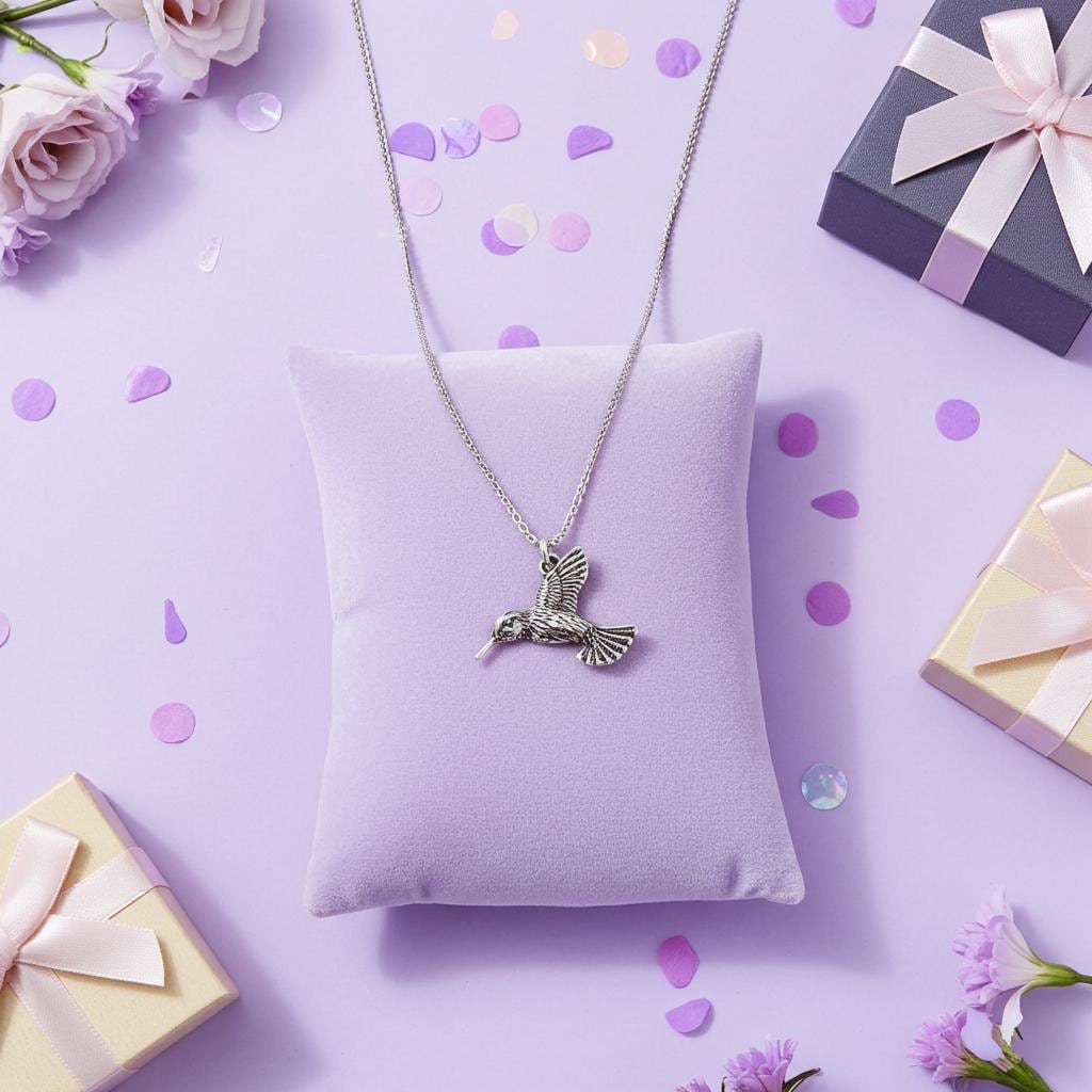 Sterling Silver Hummingbird Necklace - Southwest Nature Jewelry - Bird Pendant Gift