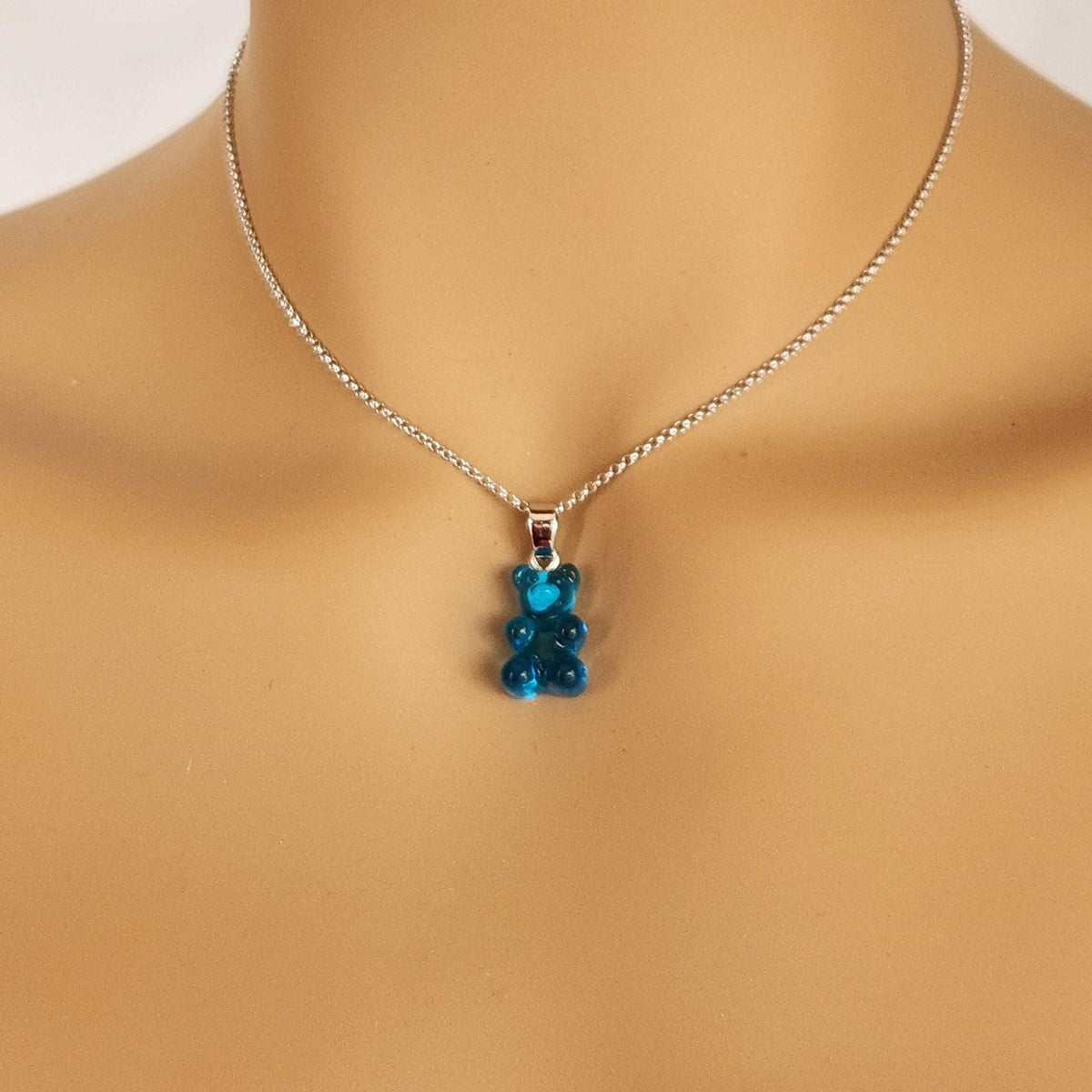 Gummi Bear Pendant Necklace - Sterling Silver Chain, Kids Jewelry
