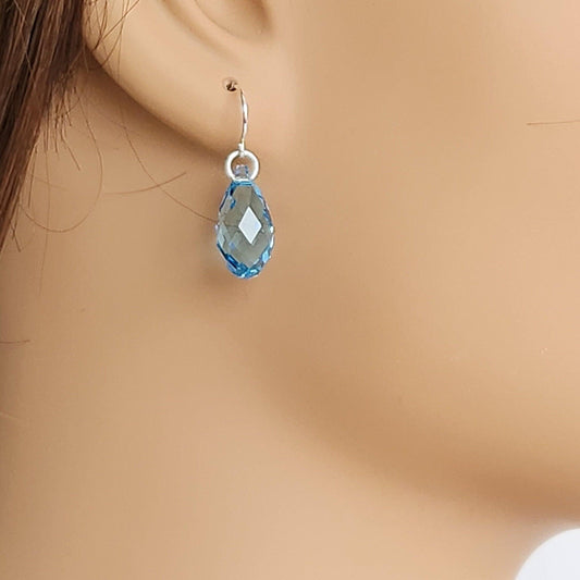 Aquamarine Crystal Drop Earrings - March Birthstone, Bridal Jewelry