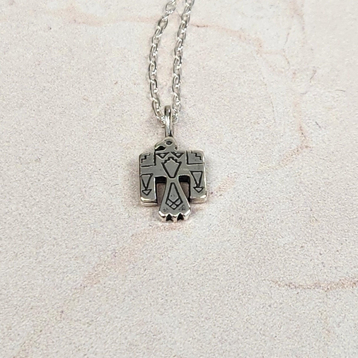 Sterling Silver Thunderbird Pendant Necklace - Western Design Jewelry