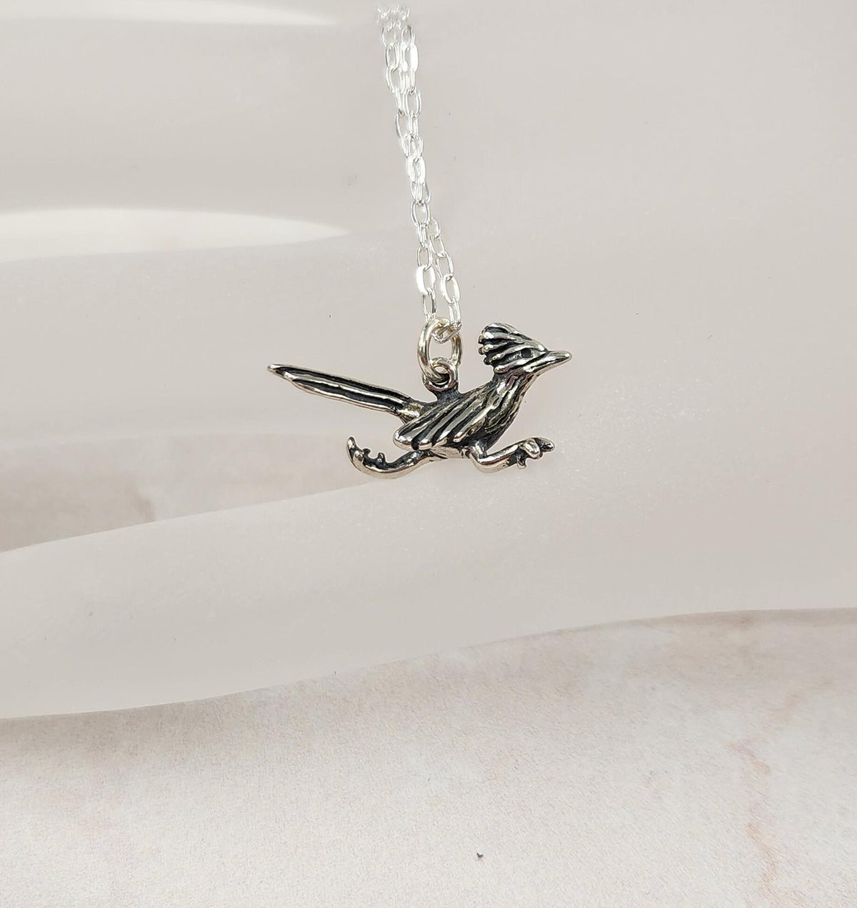 Sterling Silver Roadrunner Pendant Necklace - Southwest Bird Jewelry