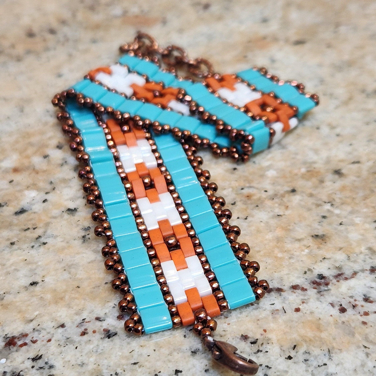 Handcrafted Seed Bead Bracelet - Southwest Geometric Design