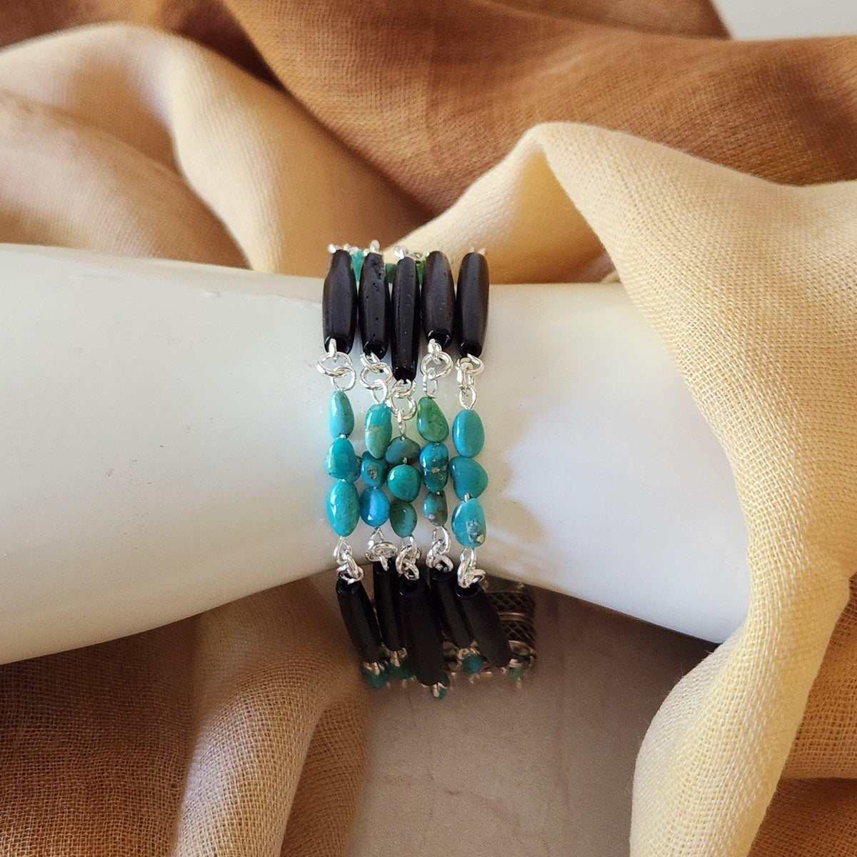 Turquoise Multi-Strand Bracelet - Bone Bead Southwest Jewelry