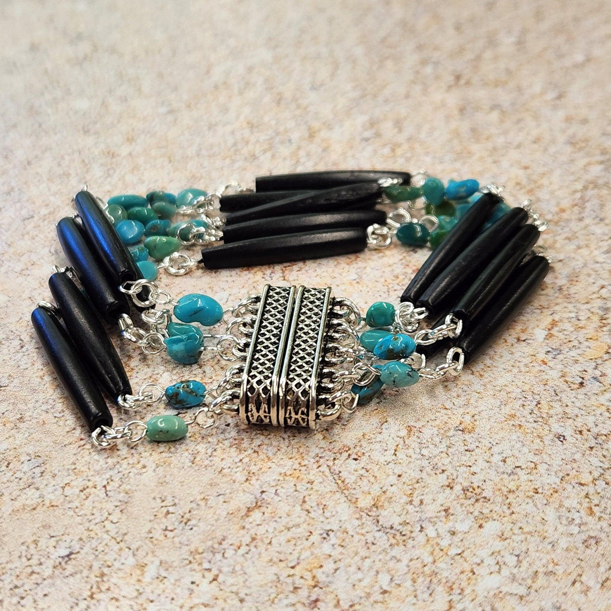 Turquoise Multi-Strand Bracelet - Bone Bead Southwest Jewelry