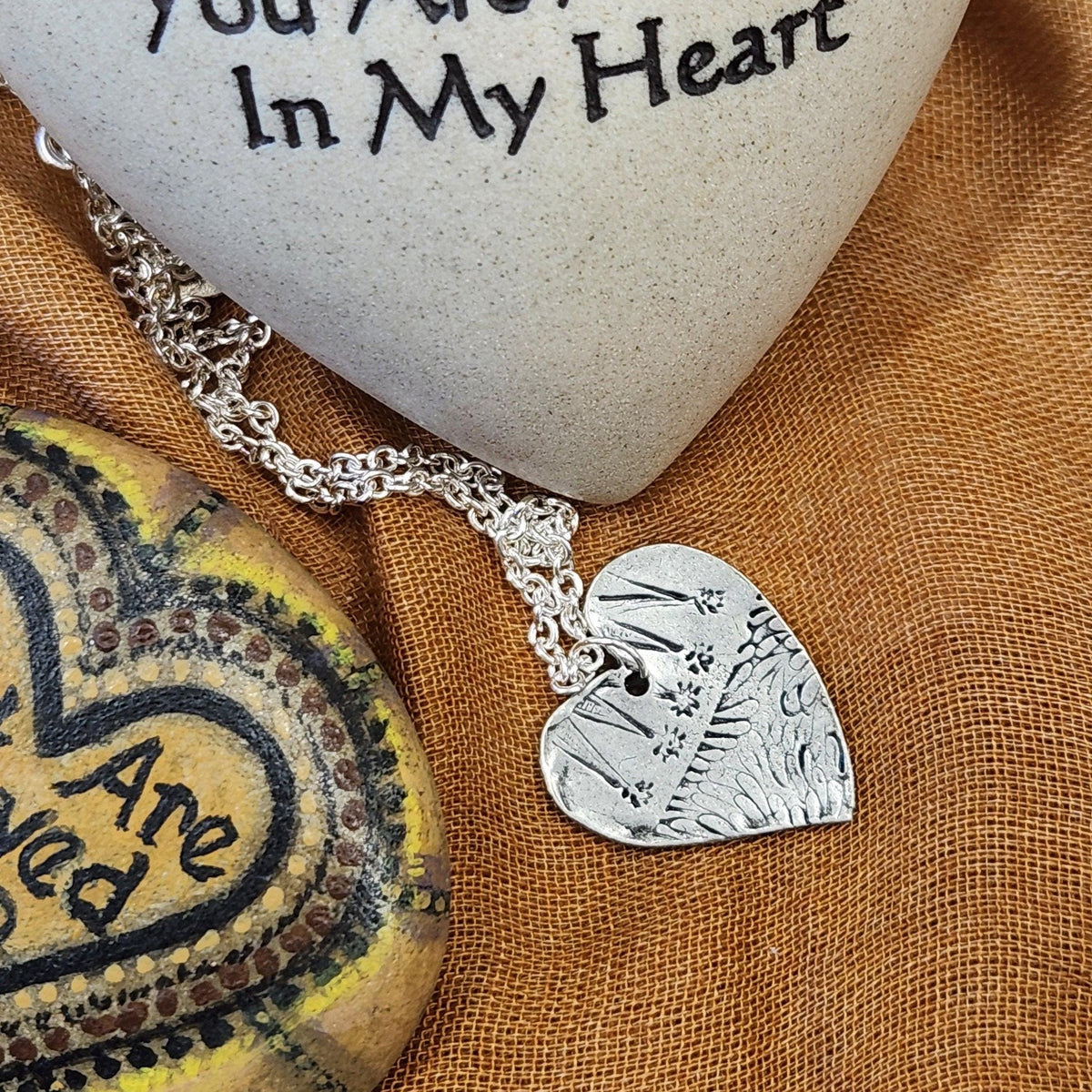 Silver Heart Necklace - Handmade Pendant Gift for Her