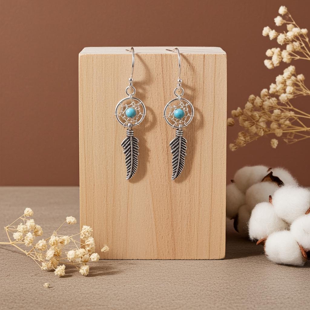 Dreamcatcher Feather Earrings