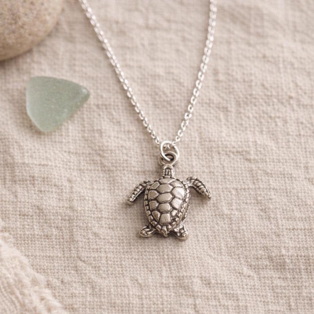 Antique Silver Sea Turtle Necklace – Minimal Coastal Everyday Jewelry
