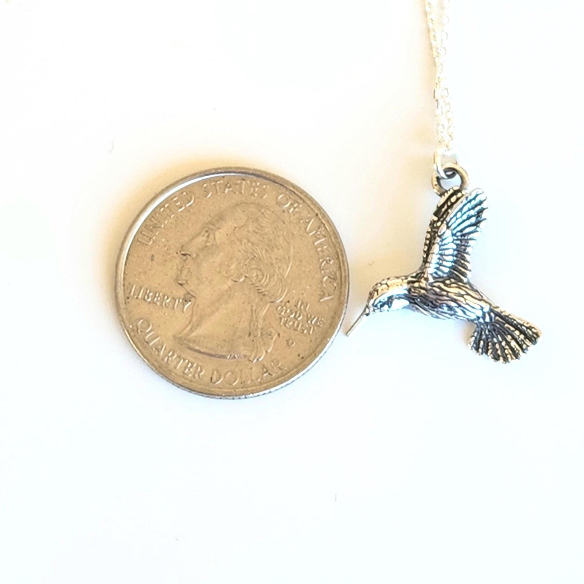 Sterling Silver Hummingbird Necklace - Southwest Nature Jewelry - Bird Pendant Gift