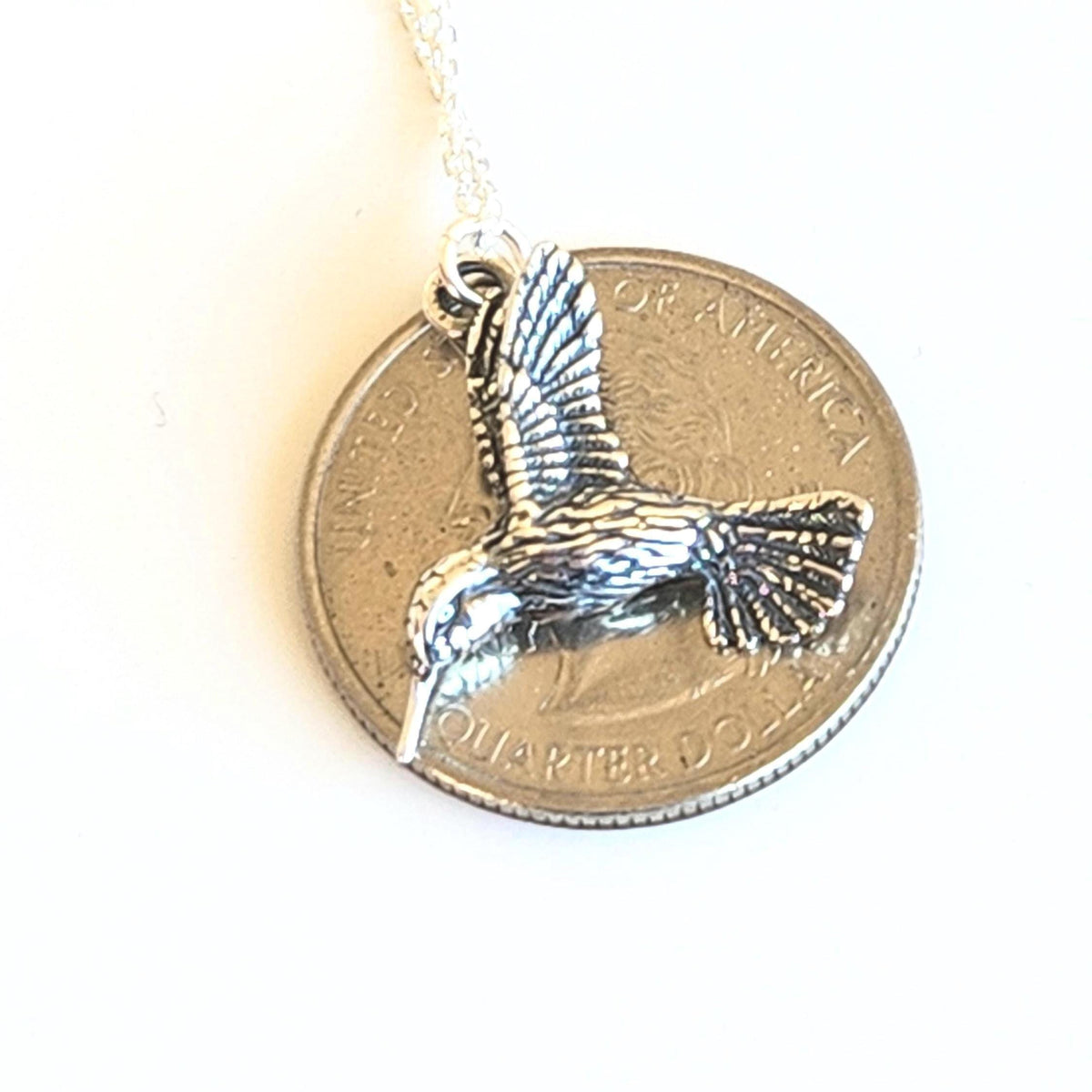 Sterling Silver Hummingbird Necklace - Southwest Nature Jewelry - Bird Pendant Gift