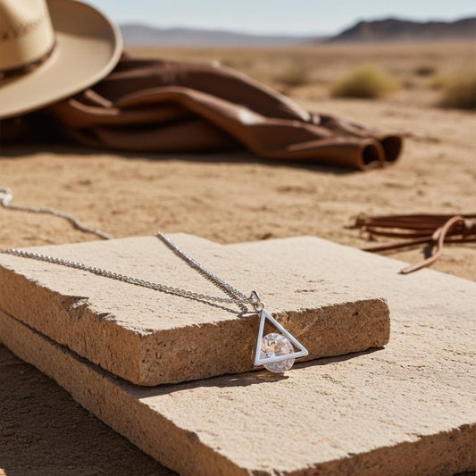 Sterling Silver CZ Pyramid Necklace - Dainty Cubic Zirconia Pendant