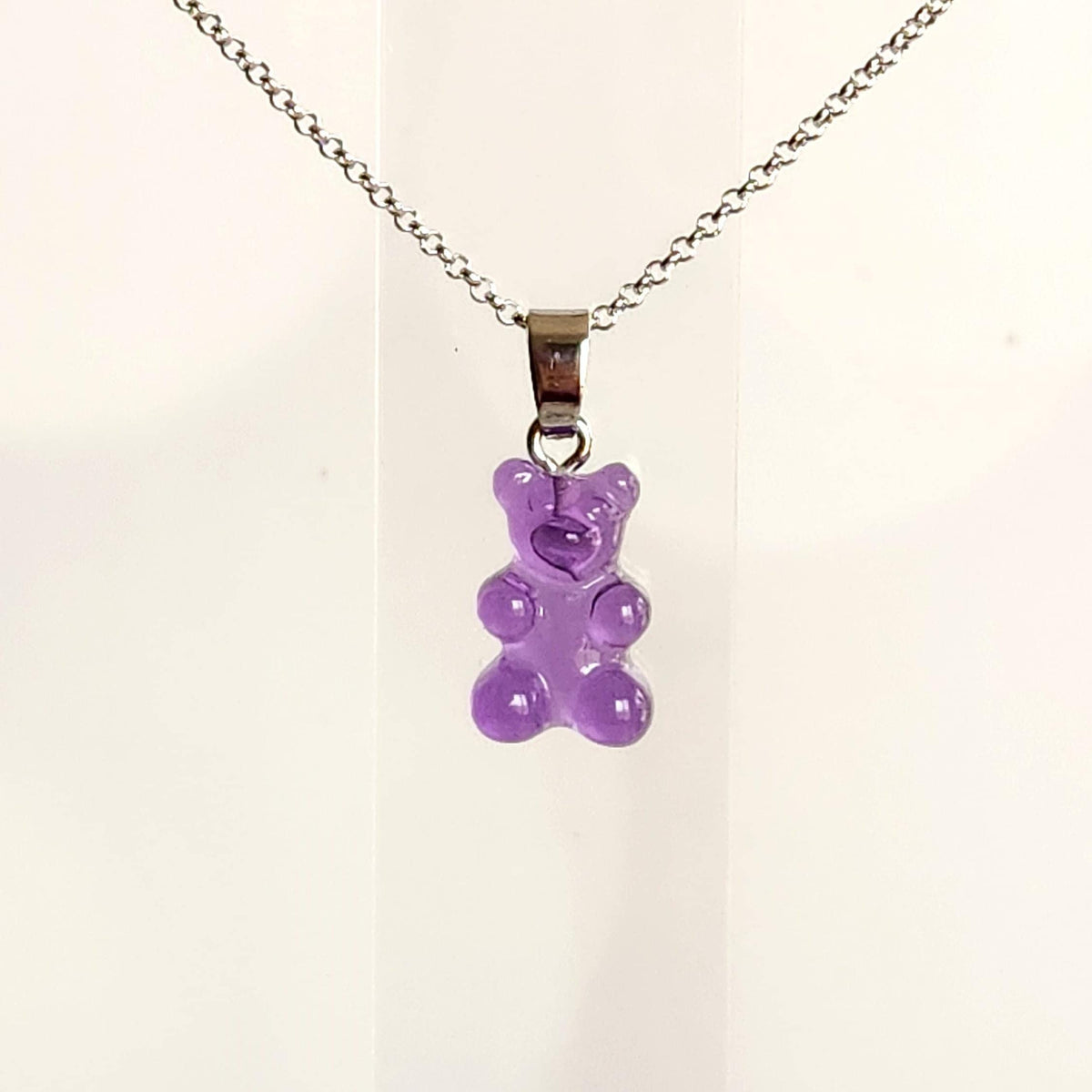 Gummi Bear Pendant Necklace - Sterling Silver Chain, Kids Jewelry