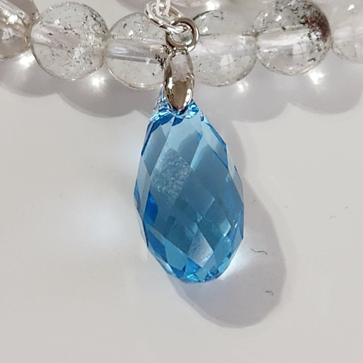 Aquamarine Crystal Necklace - Sterling Silver Briolette Pendant, March Birthstone