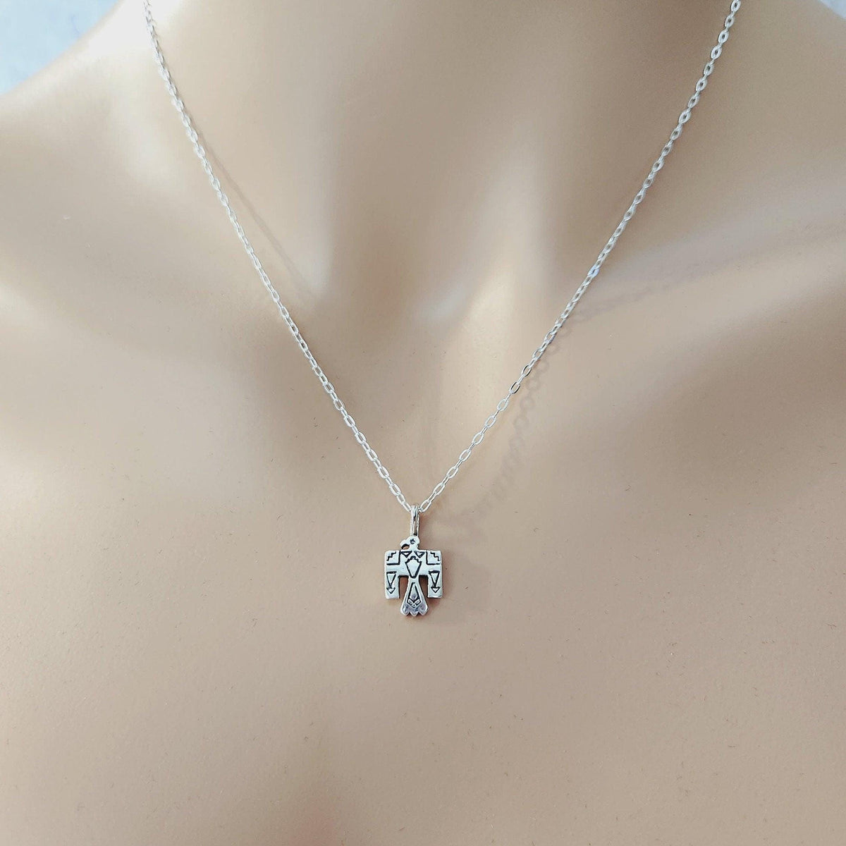 Sterling Silver Thunderbird Pendant Necklace - Western Design Jewelry