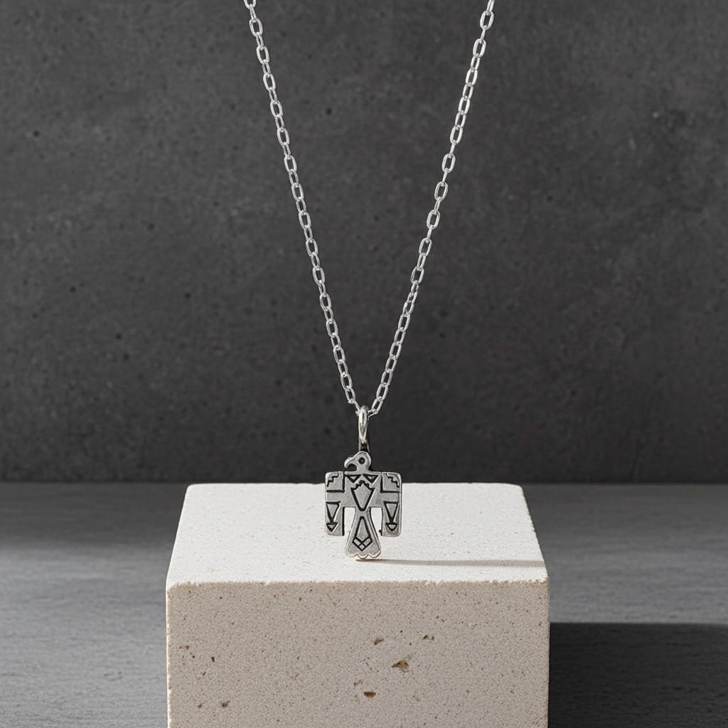 Sterling Silver Thunderbird Pendant Necklace - Western Design Jewelry
