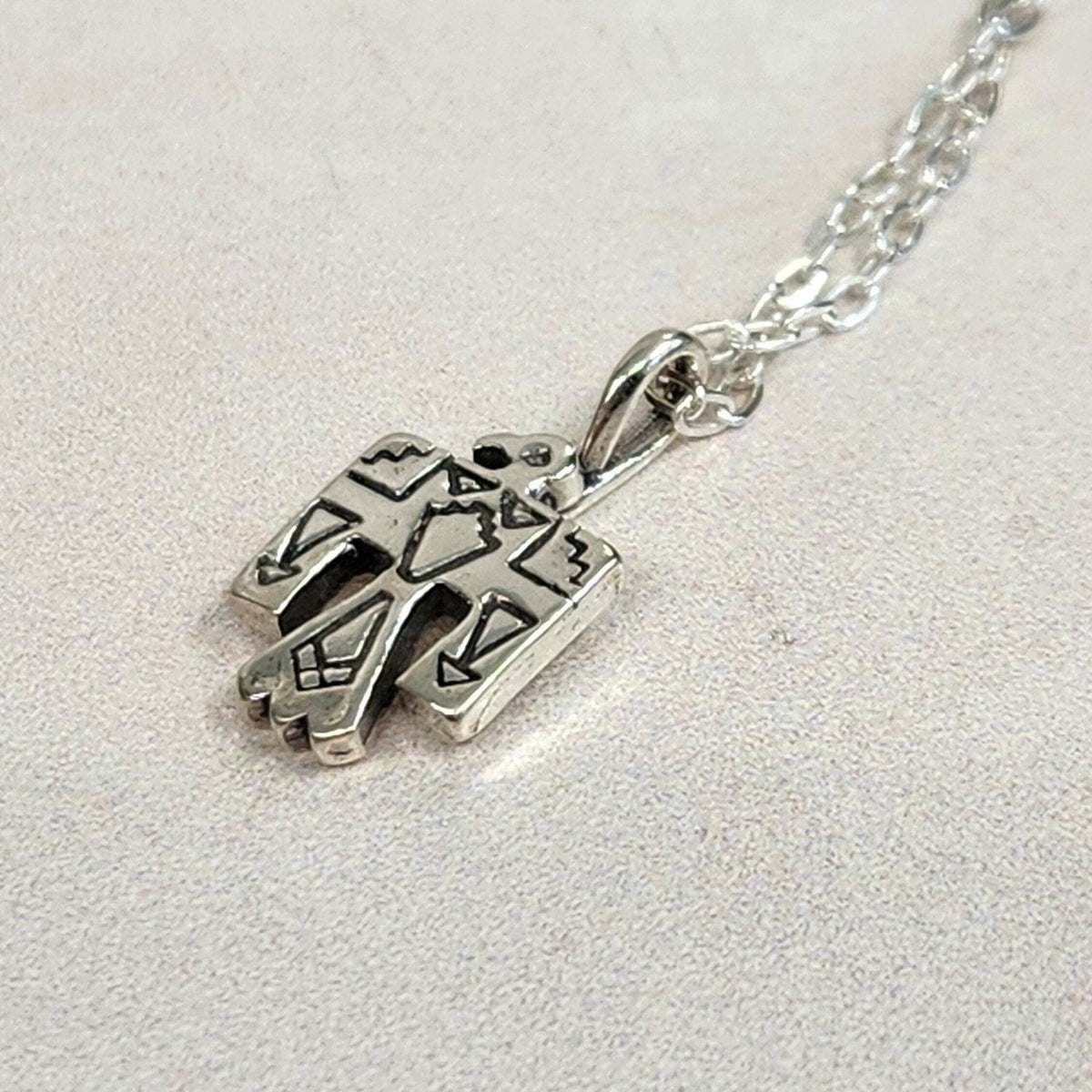 Sterling Silver Thunderbird Pendant Necklace - Western Design Jewelry