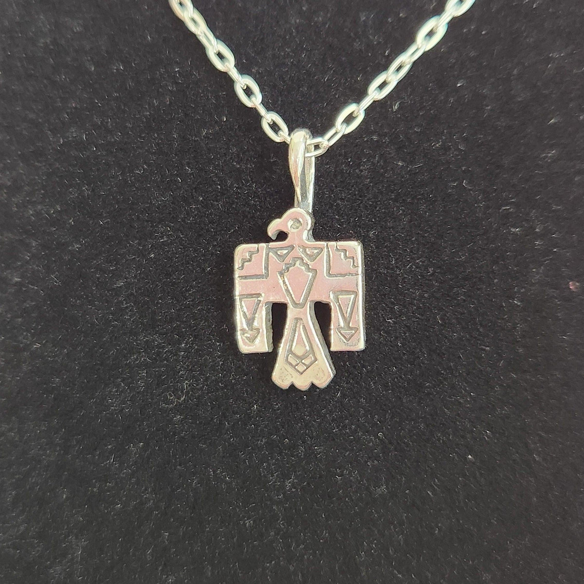 Sterling Silver Thunderbird Pendant Necklace - Western Design Jewelry