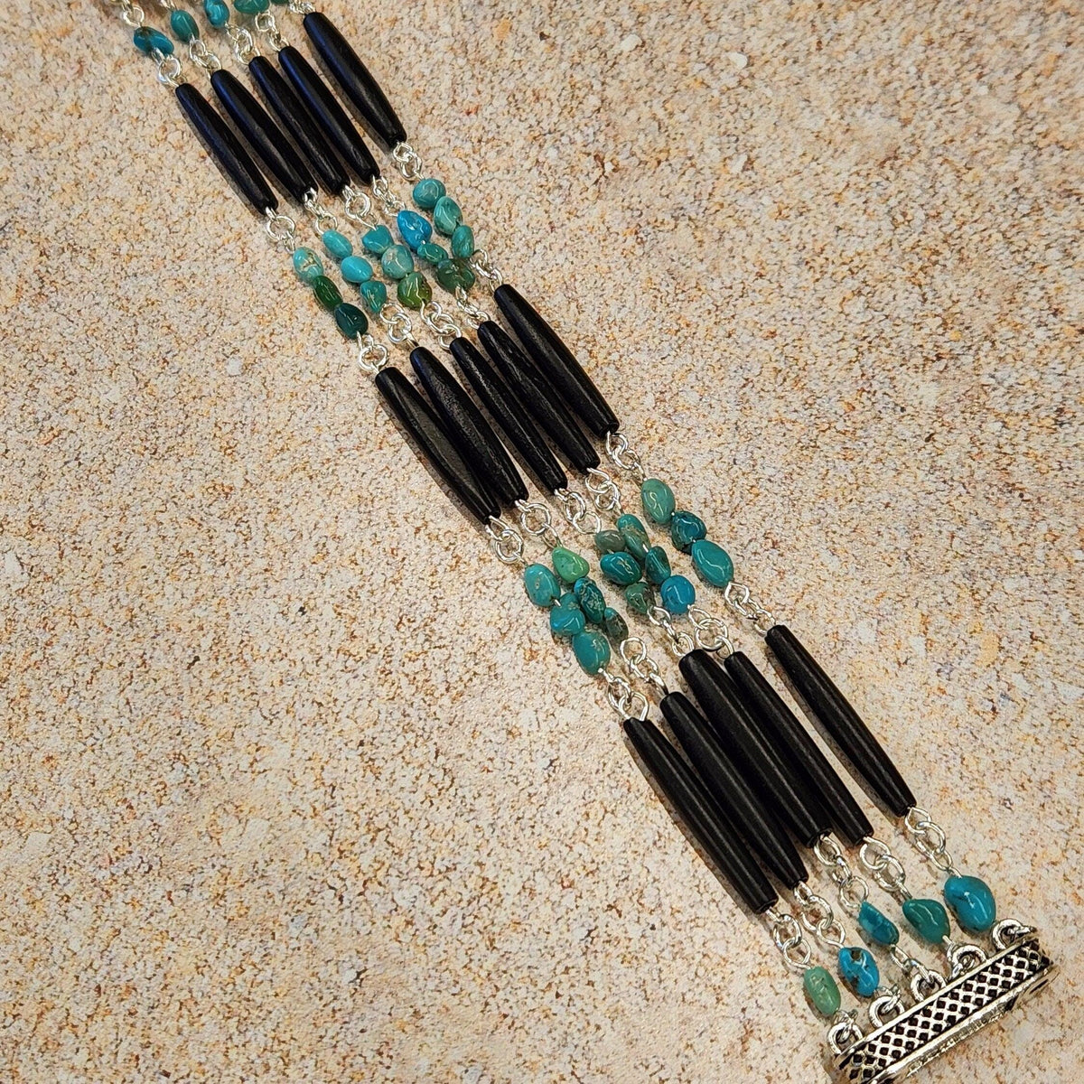 Turquoise Multi-Strand Bracelet - Bone Bead Southwest Jewelry