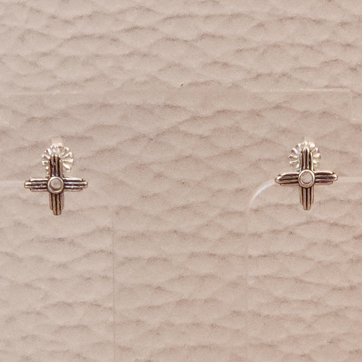 Sterling Silver Zia Sun Post Earrings - Southwestern Pueblo Design