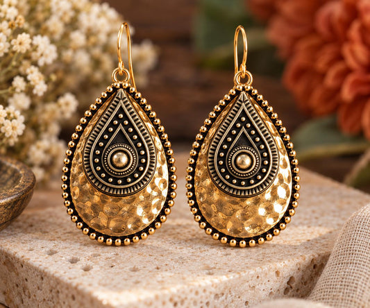 Southwest Teardrop Dangles – Antique Bronze, Desert-Inspired Artisan Jewelry, Rustic Western Style