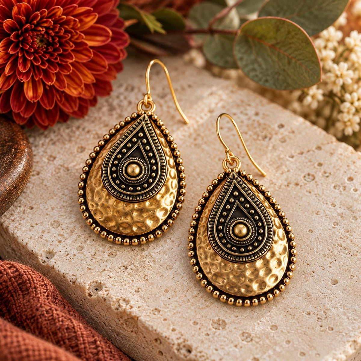 Southwest Teardrop Dangles – Antique Bronze, Desert-Inspired Artisan Jewelry, Rustic Western Style