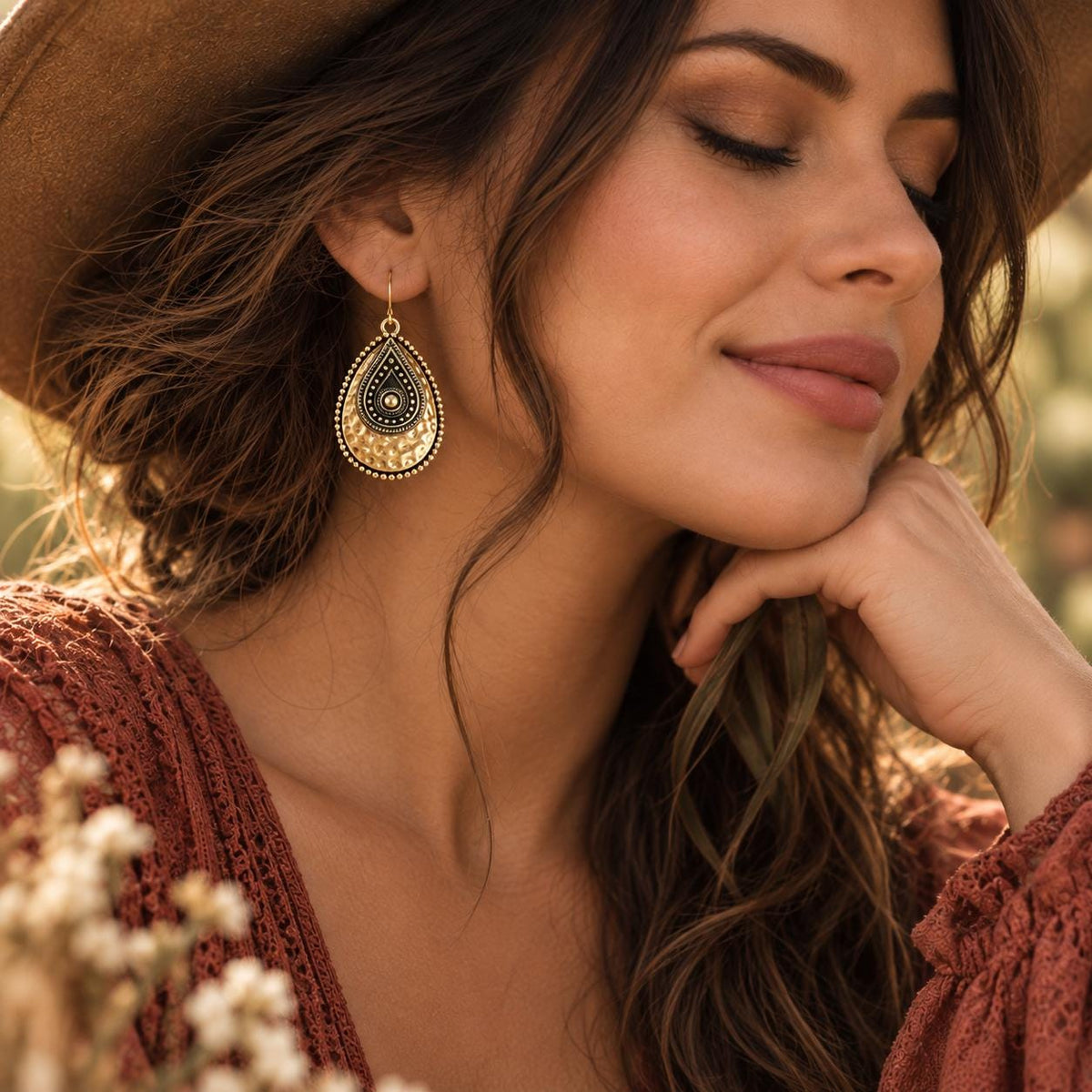 Southwest Teardrop Dangles – Antique Bronze, Desert-Inspired Artisan Jewelry, Rustic Western Style
