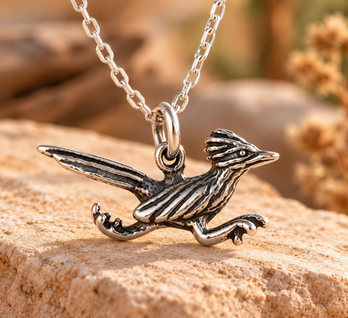 Sterling Silver Roadrunner Necklace – Symbol of Freedom, Speed & Southwest Spirit