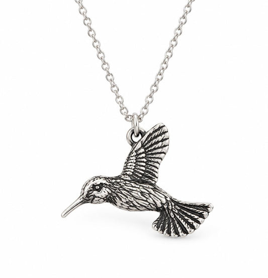 Sterling Silver Hummingbird Necklace - Southwest Nature Jewelry - Bird Pendant Gift