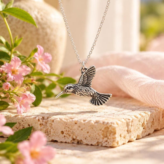 Sterling Silver Hummingbird Necklace - Southwest Nature Jewelry - Bird Pendant Gift