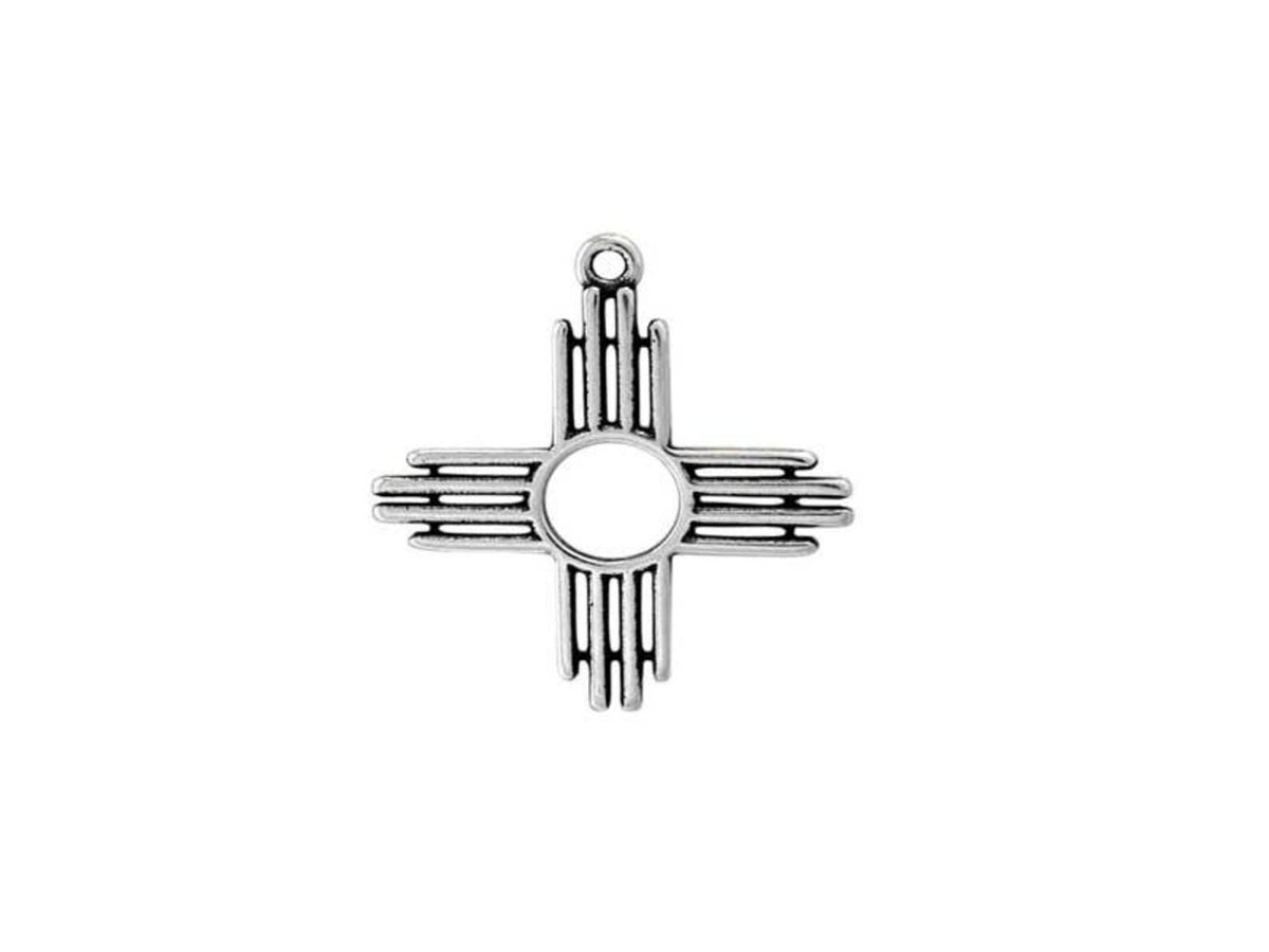 Sterling Silver Zia Sun Pendant Necklace - Southwest Pueblo Design Jewelry
